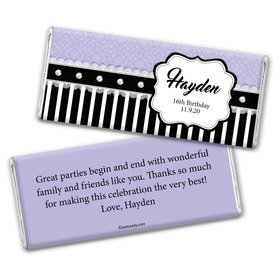 Birthday Personalized Chocolate Bar Wrappers Glamour Stripes & Lace