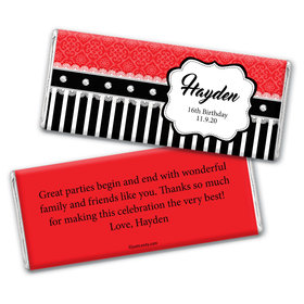 Birthday Personalized Chocolate Bar Wrappers Glamour Stripes & Lace