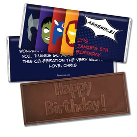 Birthday Personalized Embossed Chocolate Bar Superheroes