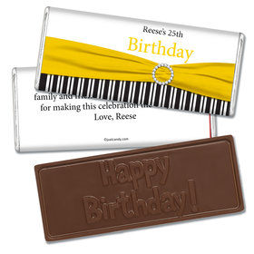Birthday Personalized Embossed Chocolate Bar Fancy Bow & Stripes