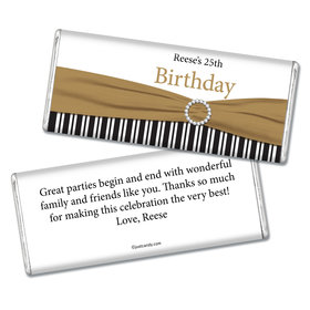 Birthday Personalized Chocolate Bar Fancy Bow & Stripes