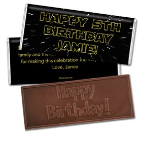 Birthday Personalized Embossed Chocolate Bar Star Wars Type Jedi Theme