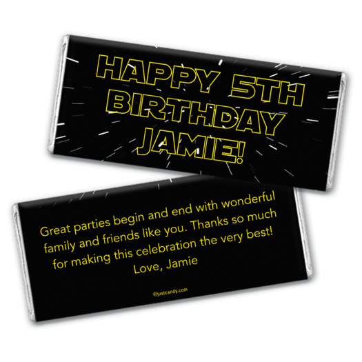 Birthday Personalized Chocolate Bar Wrappers Star Wars Type Jedi Theme
