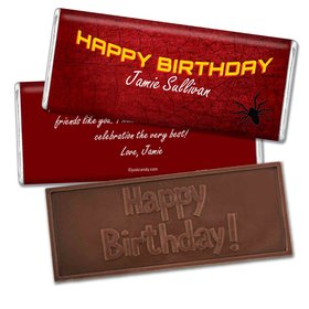 Birthday Personalized Embossed Chocolate Bar Spiderman Style Web
