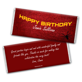 Birthday Personalized Chocolate Bar Wrappers Spiderman Style Web