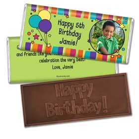 Birthday Personalized Embossed Chocolate Bar Balloons and Stars Photo