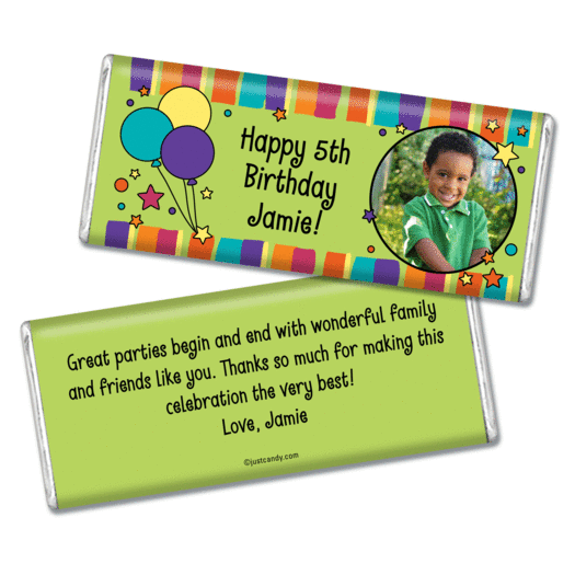 Birthday Personalized Chocolate Bar Balloons and Stars Photo