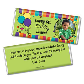 Birthday Personalized Chocolate Bar Balloons and Stars Photo