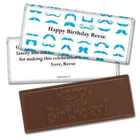 Birthday Personalized Embossed Chocolate Bar Mustache Party