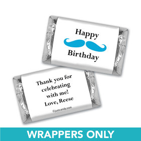 Birthday Personalized Hershey's Miniatures Wrappers Mustache Party