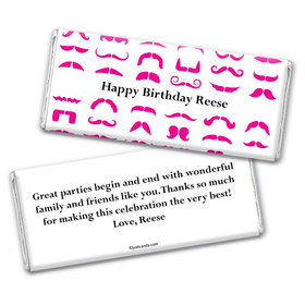Birthday Personalized Chocolate Bar Wrappers Mustache Party