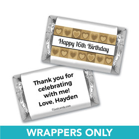 Birthday Personalized Hershey's Miniatures Wrappers Tiled Hearts