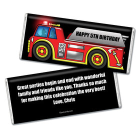 Personalized Birthday Fire Truck Chocolate Bar & Wrappers