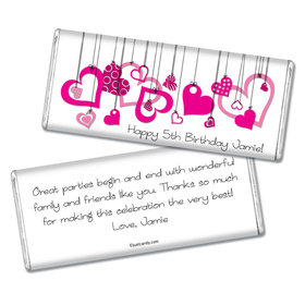 Birthday Personalized Chocolate Bar Hanging Hearts