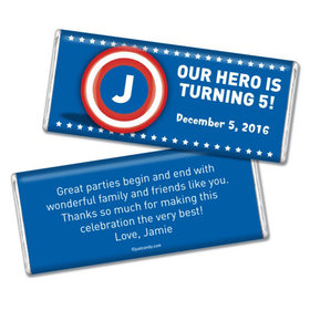 Birthday Personalized Chocolate Bar Wrappers Captain America Monogram