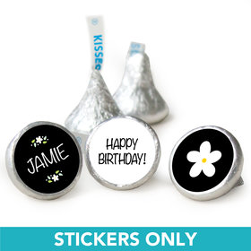 Birthday 3/4" Stickers Flowery Personalized (108 Stickers)