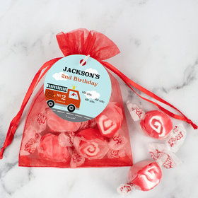 Personalized Fire Truck Birthday Taffy Organza Bags Favor