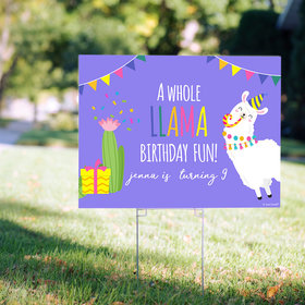 Personalized Kids Birthday Llama Fun Yard Sign
