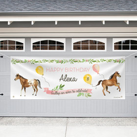 Personalized Horse Birthday Wild Horse - Garage Banner