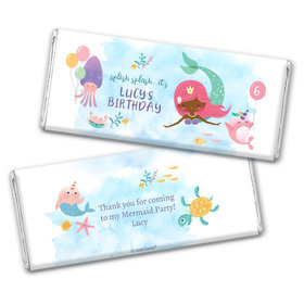 Personalized Kids Birthday Watercolor Mermaid Chocolate Bar