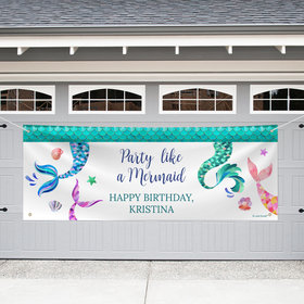 Personalized Mermaid Birthday Mermaid Tails - Garage Banner