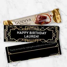 Personalized Birthday 1920's Gatsby Mini Masterpiece Godiva Chocolate Bar in Gift Box
