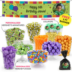 Personalized Kids Birthday Balloons and Stars Themed Deluxe Candy Buffet