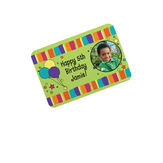 Personalized Youth Birthday Balloons and Stars Mint Tin Sticker for Pillow Box