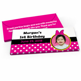 Deluxe Personalized Youth Birthday Minnie Mouse Photo Candy Bar Favor Box