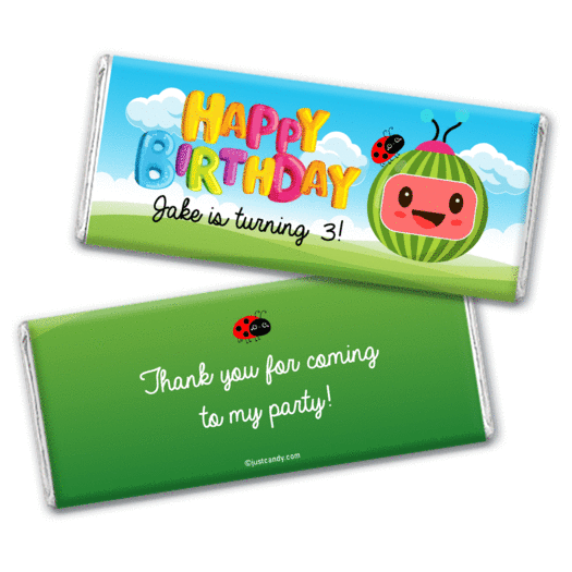 Personalized Birthday Party Melon Chocolate Bar & Wrapper