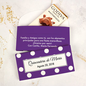 Deluxe Personalized Quinceaera Lunares Godiva Chocolate Bar in Gift Box