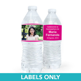 Personalized Quinceaera Photo Water Bottle Sticker Labels (5 Labels)