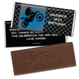 Birthday Personalized Embossed Chocolate Bar Motorcycle Motorcross Party