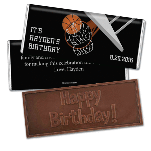 Birthday Personalized Embossed Chocolate Bar Basketball Hoop Slam Dunk