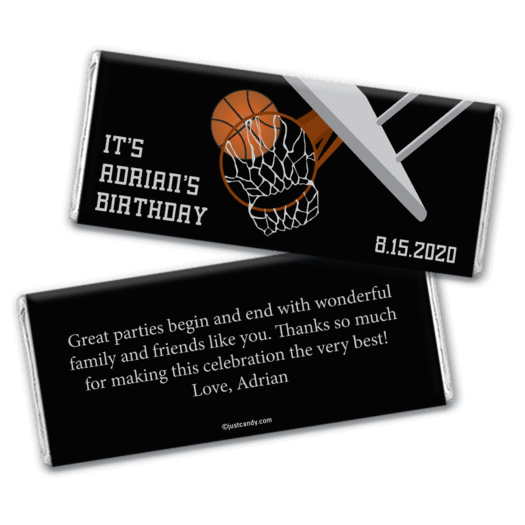 Birthday Personalized Chocolate Bar Wrappers Basketball Hoop Slam Dunk