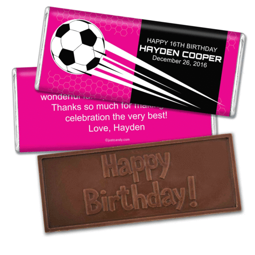 Birthday Personalized Embossed Chocolate Bar Soccer