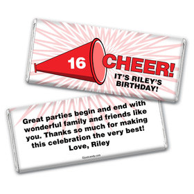 Birthday Personalized Chocolate Bar Wrappers Sweet 16 Cheer