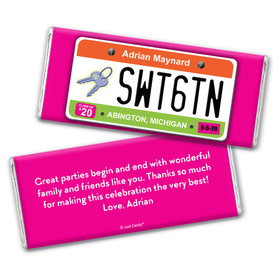 Birthday Personalized Chocolate Bar Wrappers Sweet 16 License Plate