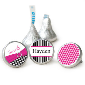 Birthday Personalized Hershey's Kisses Glamour Stripes Sweet 16 Assembled Kisses