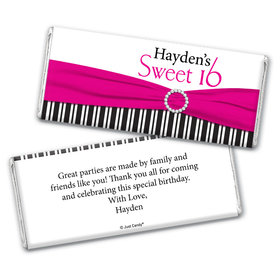 Birthday Personalized Chocolate Bar Wrappers Glamour Stripes Sweet 16