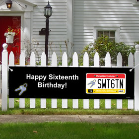 Personalized Birthday Sweet 16 License Plate 5 Ft. Banner