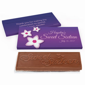 Deluxe Personalized Sweet 16 Birthday Cherry Blossom Chocolate Bar in Gift Box