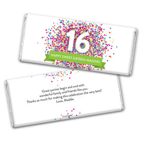 Personalized Sweet 16 Birthday Confetti Burst Chocolate Bar Wrappers