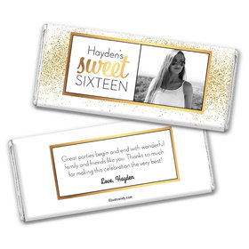 Personalized Sweet 16 Shower of Gold Chocolate Bar & Wrapper