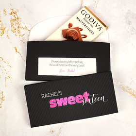 Deluxe Personalized Birthday Godiva Chocolate Bar in Gift Box - Sweet Sixteen