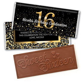 Personalized Milestone Elegant Birthday Bash Sweet 16 Embossed Chocolate Bar & Wrapper