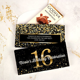 Deluxe Personalized Birthday Godiva Chocolate Bar in Gift Box - Gold dots