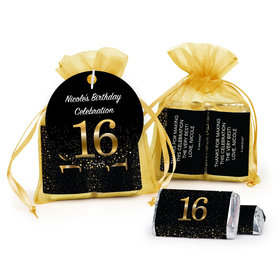Personalized Elegant 16th Birthday Bash Hershey's Miniatures in Organza Bags with Gift Tag