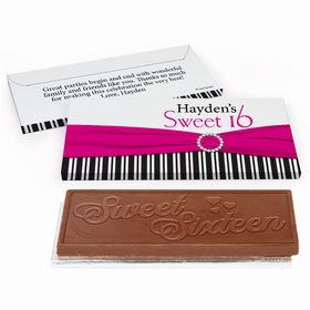 Deluxe Personalized Sweet 16 Birthday Glamour Stripes Chocolate Bar in Gift Box