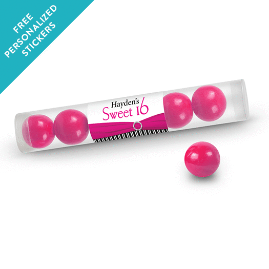 Birthday Personalized Gumball Tube Glamour Stripes Sweet 16 (12 Pack)